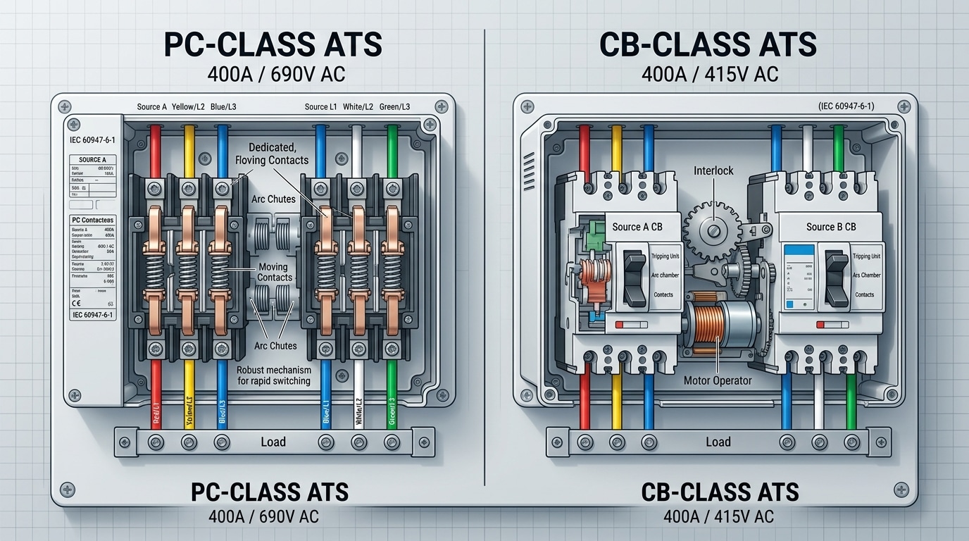 ATS PC class vs CB class comparison diagram per IEC 60947-6-1