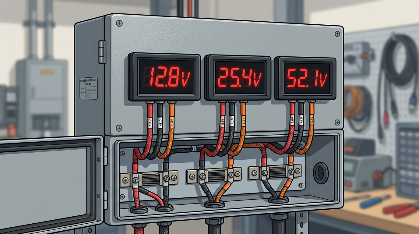 digital panel meter for battery monitoring comparison across 12V 24V 48V systems