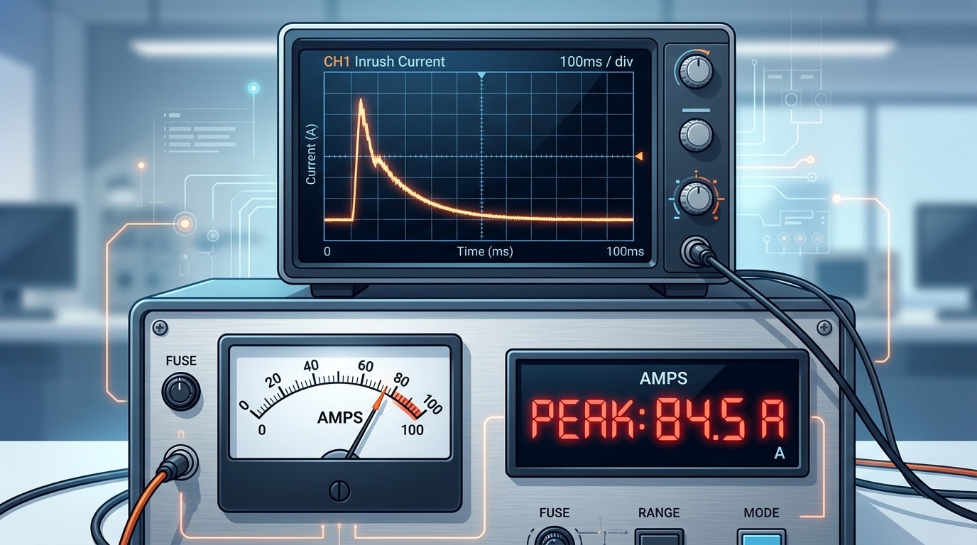 Digital panel meter vs analog meter transient response comparison during motor inrush