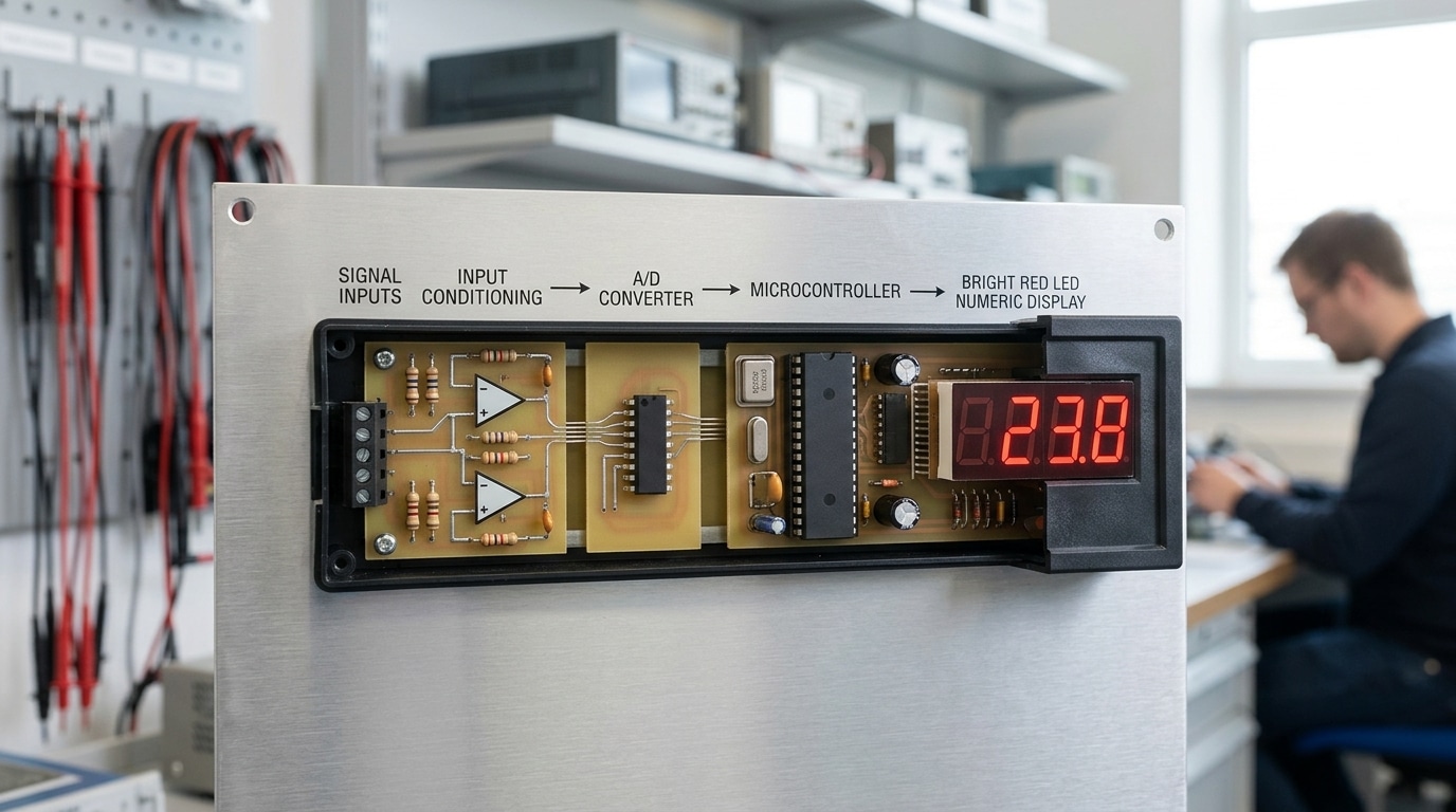 Digital panel meter types explained signal-to-display chain diagram