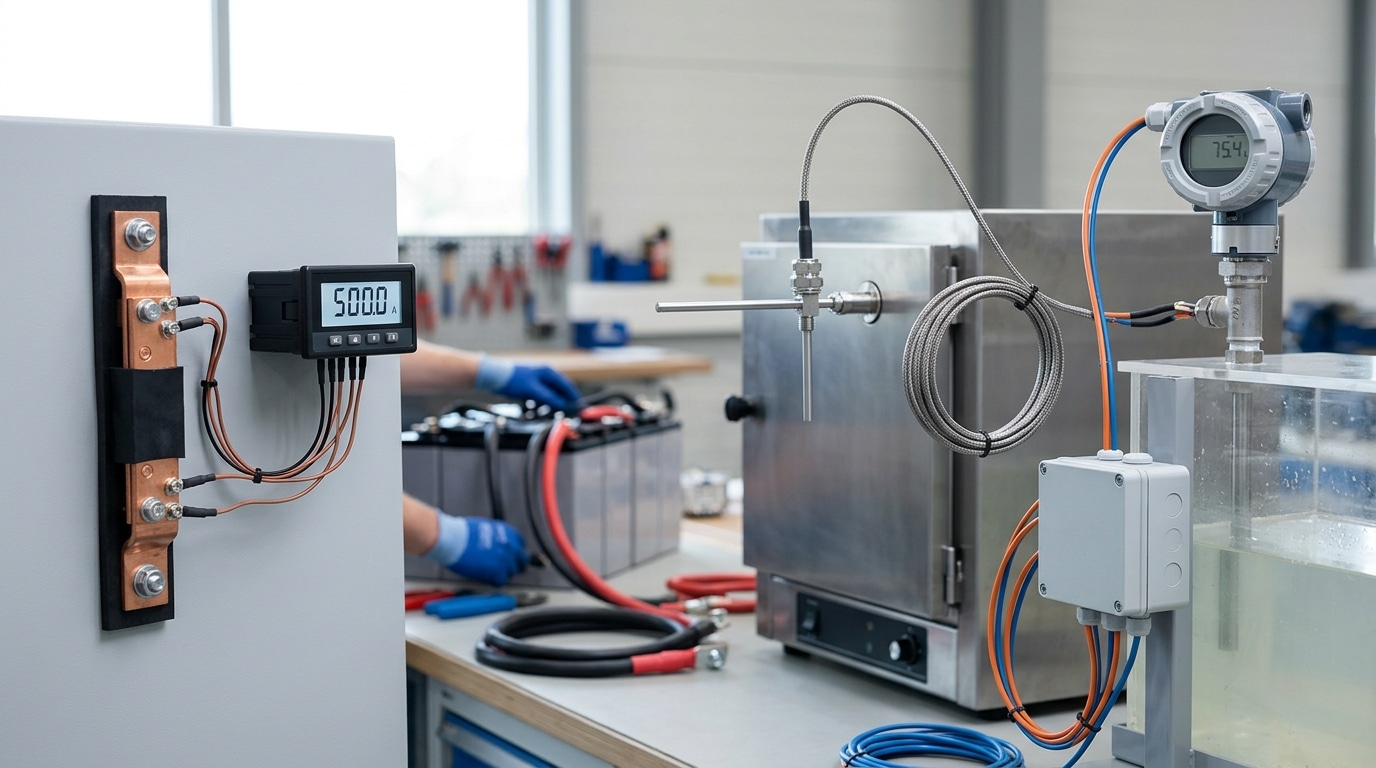 Digital panel meter types explained with shunt, RTD, and 4-20mA wiring scenarios