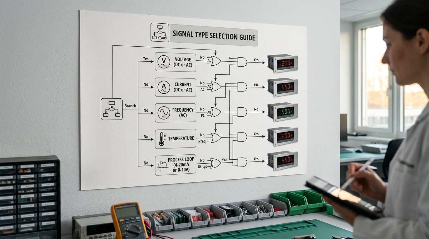 Digital panel meter types explained by input signal classification chart