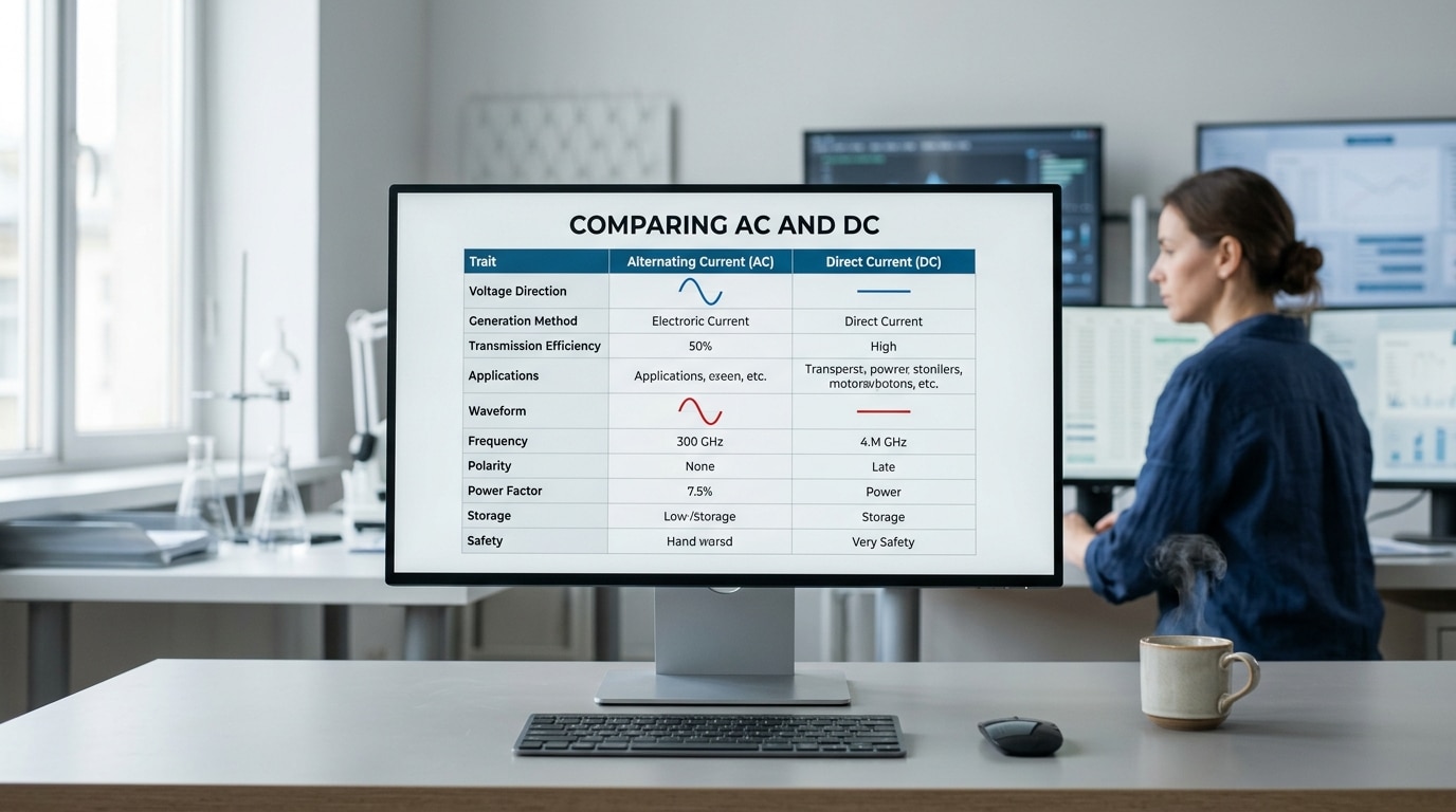 AC vs DC: What's the Difference comparison table of 10 key differences