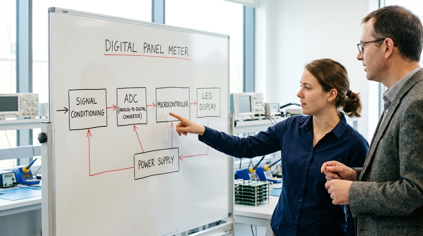 What is a digital panel meter components block diagram