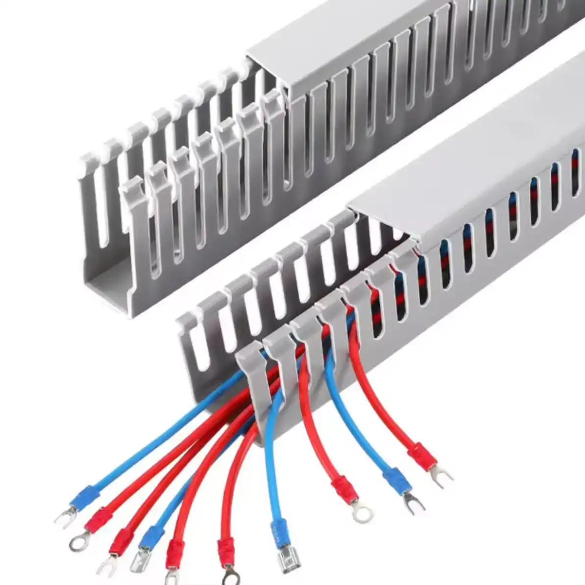 Slotted wiring duct for control cabinet cable management