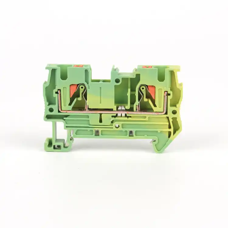 Spring protective earth ground terminal blocks