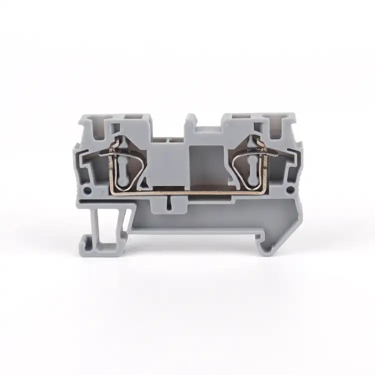 Spring and push-in terminal block for fast control cabinet wiring
