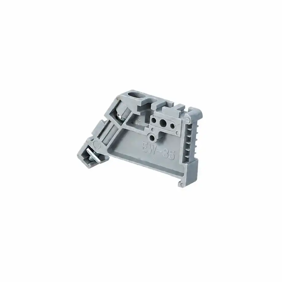 DIN rail terminal block end clamp